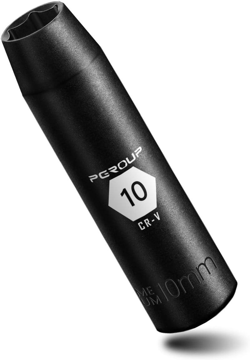 pgroup 3/8” Drive Deep Impact Socket, Metric(10mm socket), 6-Point, Cr-V Steel With Black Manganese Phosphate Coating - Image 1